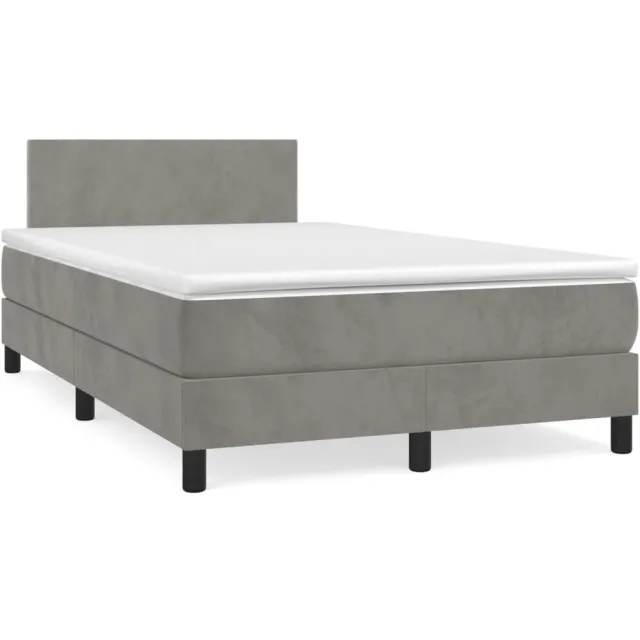 vidaXL Boxspring met matras fluweel lichtgrijs 120x190 cm grijs