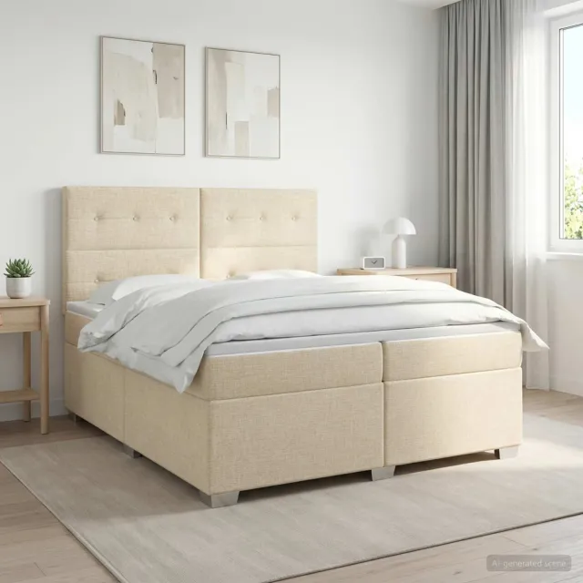 vidaXL Boxspringbed met matras Crèmekleurig 200 x 200 cm Stof