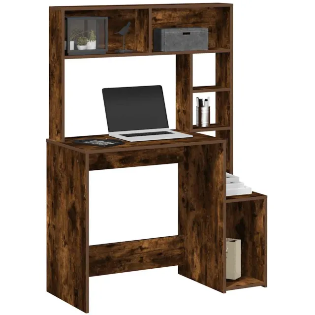 vidaXL Bureau met schappen 100x45x140 cm bewerkt hout gerookt eiken Bruin
