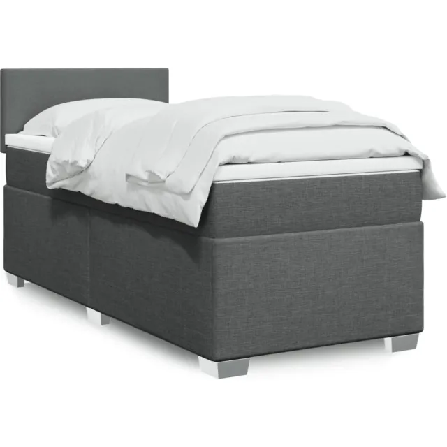 vidaXL Boxspring met matras stof donkergrijs 100x200 cm grijs