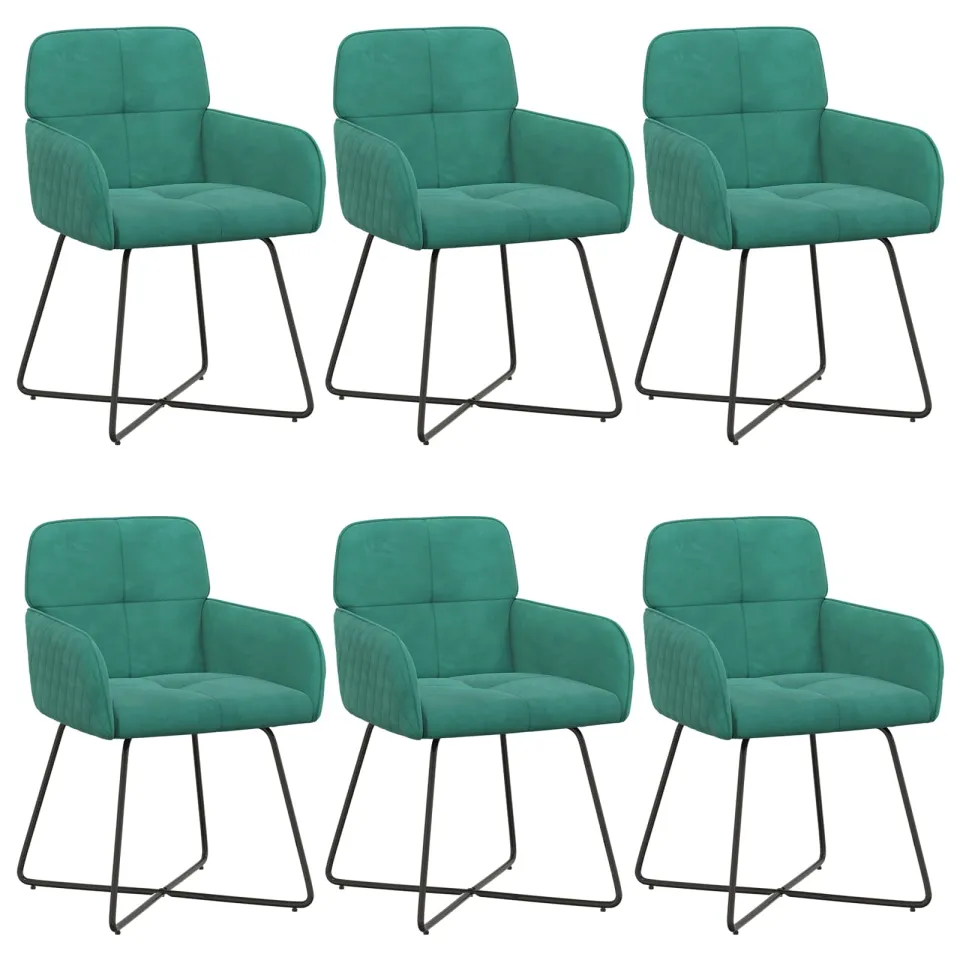 vidaXL Eettafelstoelen 6 st fluweel Turquoise 59 x 56,5 x 86 cm, foto 3