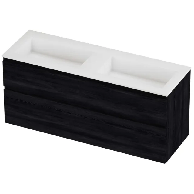 Proline Aristo Badmeubelset Polystone Elegant 140x46x62 cm Mat White Black Oak Eiken