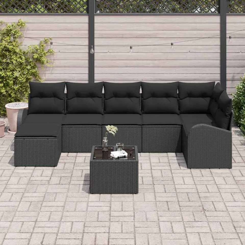vidaXL Tuin Sofa Set 8 st Zwart [Synthetisch]: Poly Rattan, foto 2