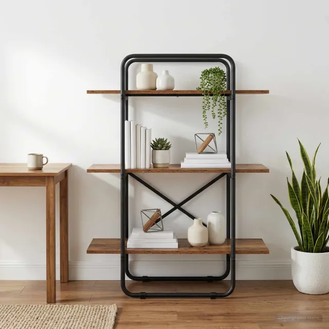 vidaXL Boekenrek 3-laags 60 x 35 x 105 cm PB Eikenhout, foto 2