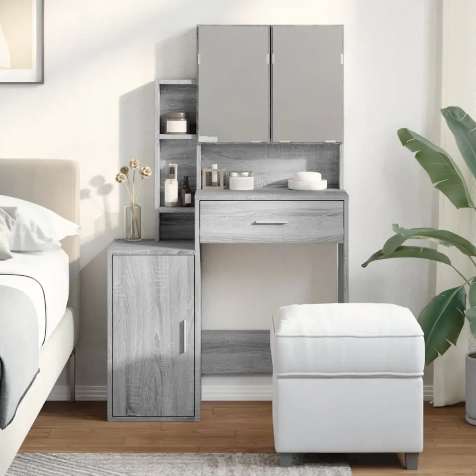 vidaXL Kaptafel met kastje 80x35x132 cm grijs sonoma eikenkleurig, foto 2