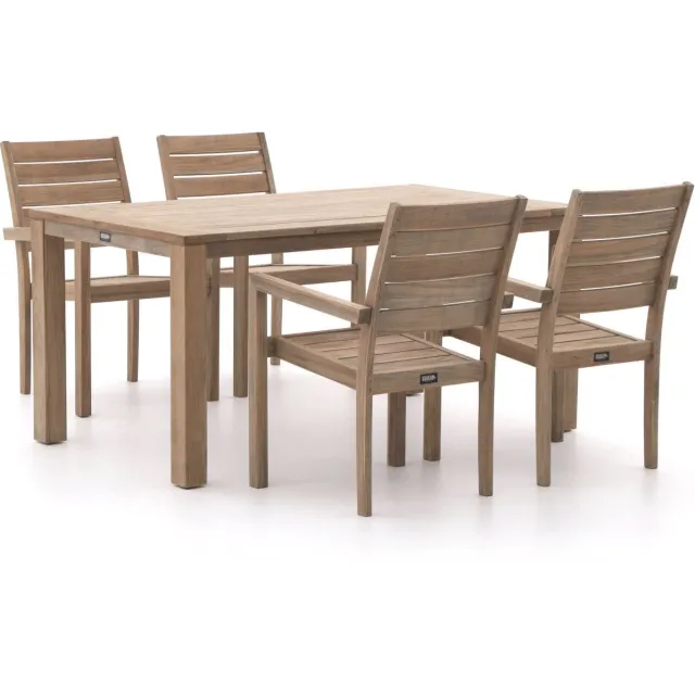 ROUGH Furniture ROUGH-S dining tuinset 160cm 5-delig stapelbaar Bruin