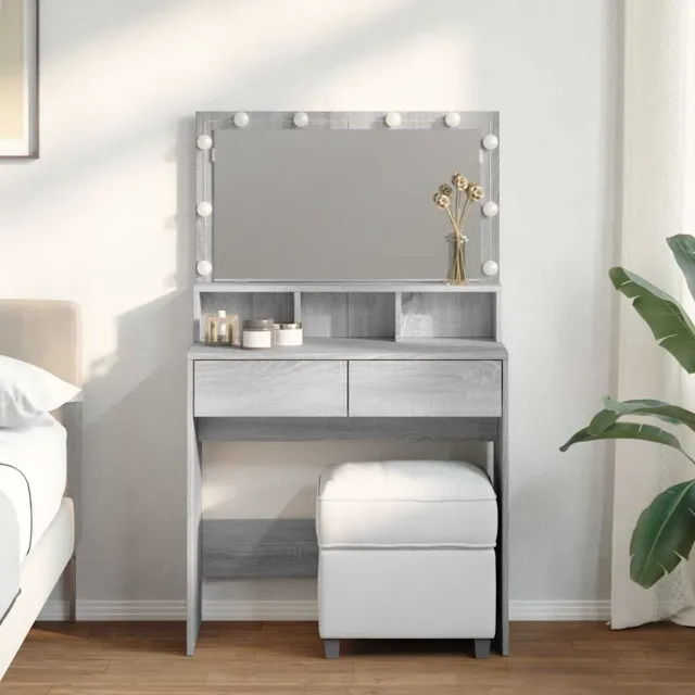 vidaXL Kaptafel met LED 80x41x134,5 cm grijs sonoma eikenkleurig, foto 2