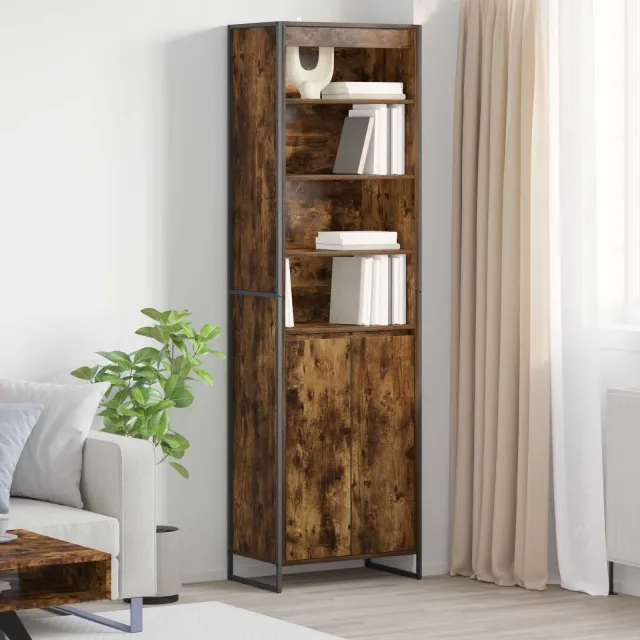 vidaXL Hoge Kasten Rook Eik 60 x 36 x 200 cm Bewerkt hout Bruin