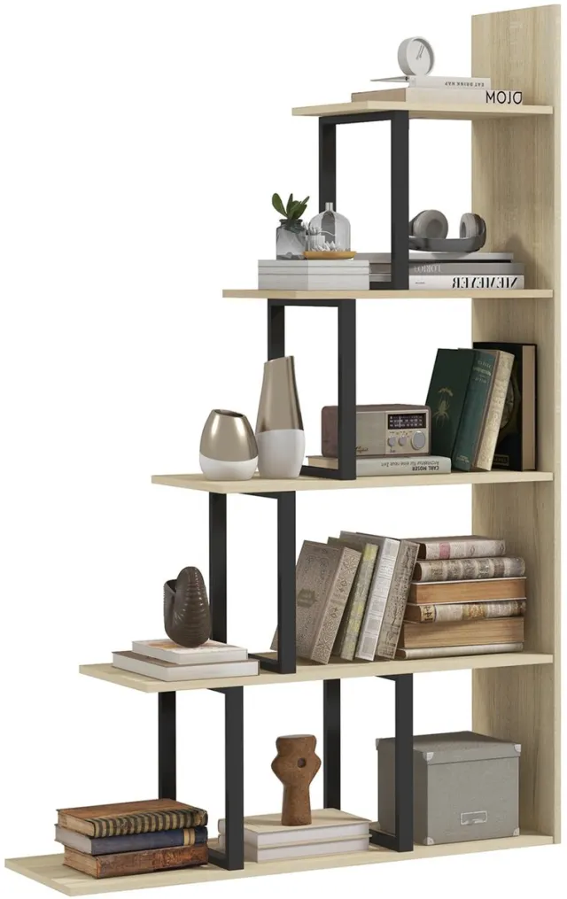 Homcom Boekenplank-Spaanplaat-102x30x160cm-Eiken