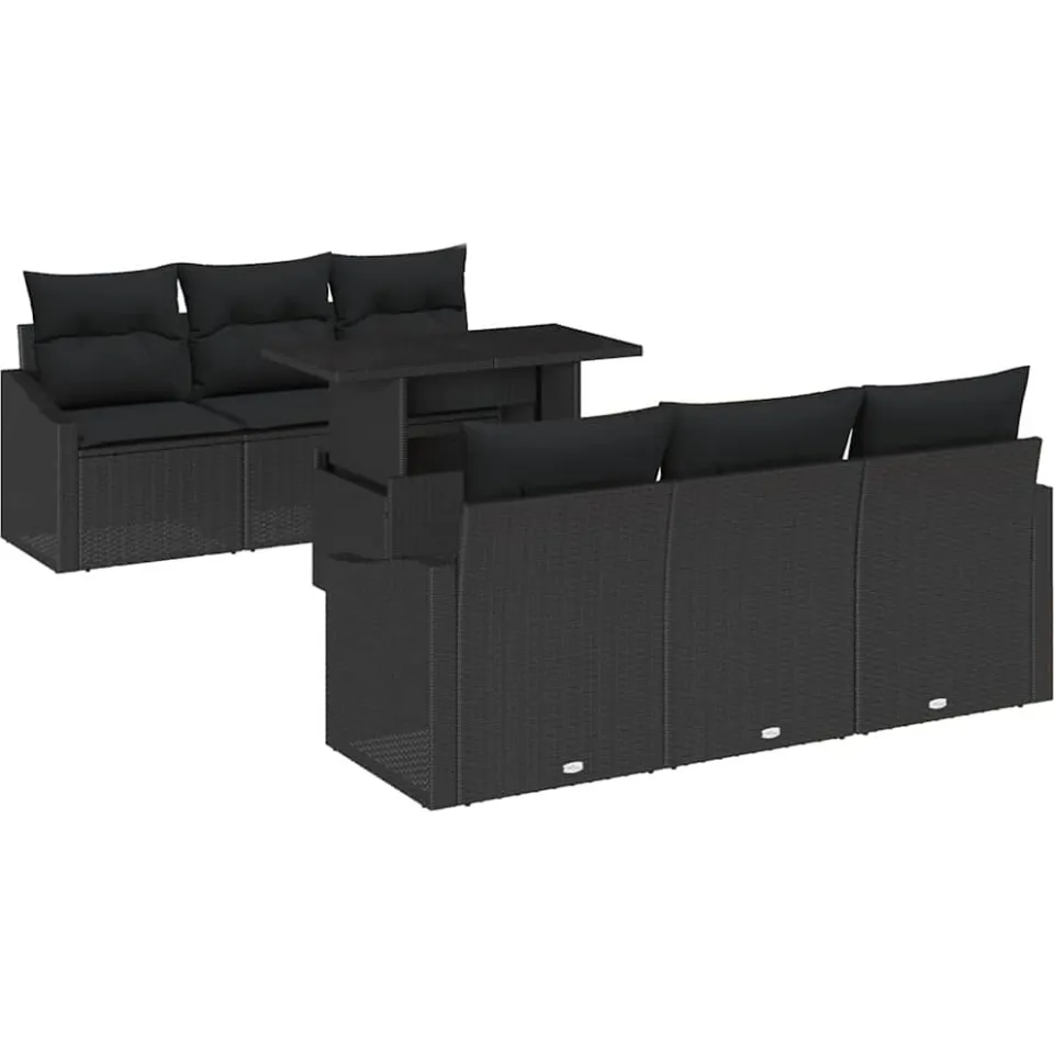 vidaXL Tuin Sofa Set 7 st Zwart poly rattan