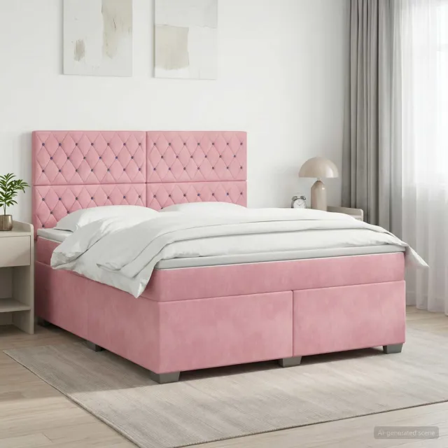 vidaXL Boxspringbed met matras Roze 160 x 200 cm Fluweel