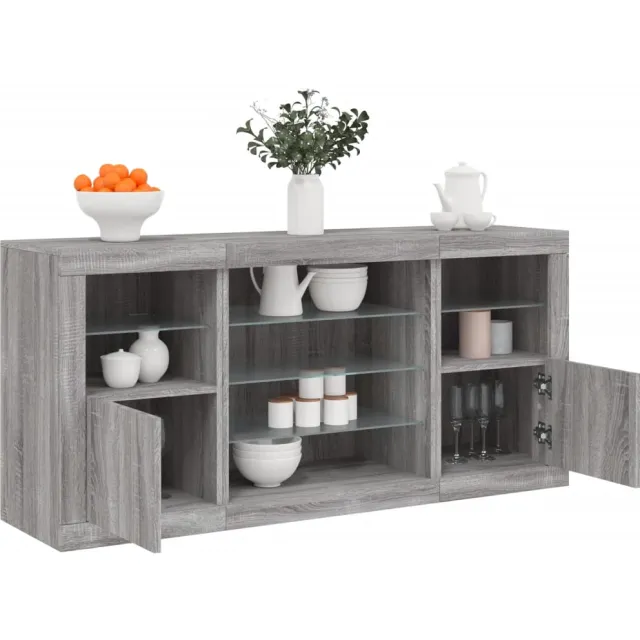 vidaXL Dressoir met LED-verlichting 142,5x37x67 cm grijs sonoma