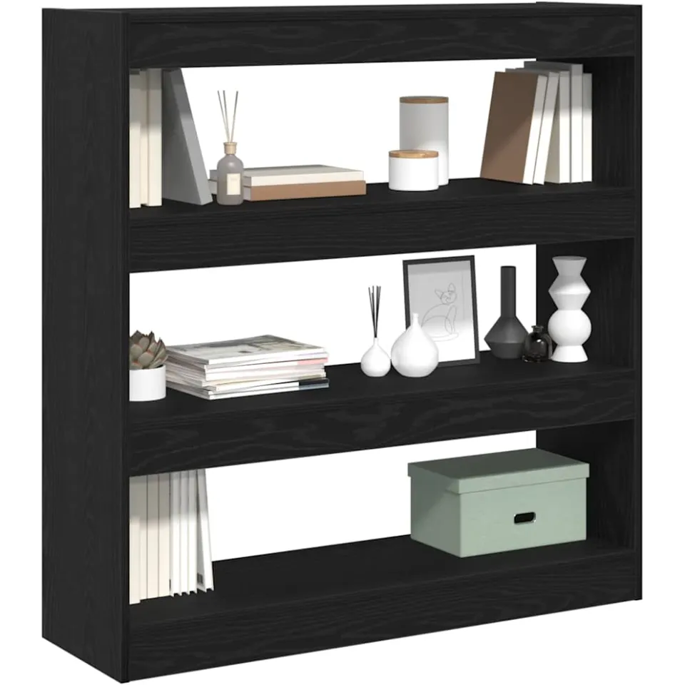 vidaXL Boekenkast 3-laags 100 x 30 x 103 cm Bewerkt hout Zwart Eiken, foto 3