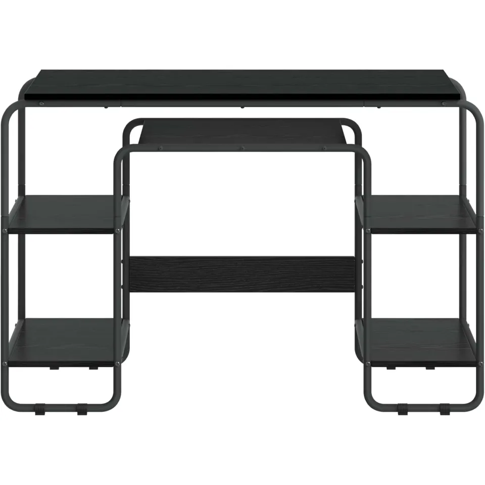 vidaXL Bureau met opbergruimte Zwart eiken 113.5 x 52 x 75.5 cm