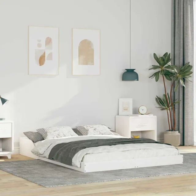 vidaXL Bedframe Wit 140 x 190 cm Massief grenenhout