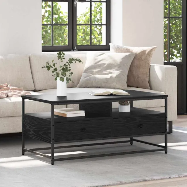vidaXL Salontafel Zwart eiken 100 x 51 x 45 cm Bewerkt hout, foto 2