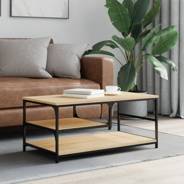 vidaXL Salontafel 90x49x40 cm bewerkt hout sonoma eikenkleurig, foto 2