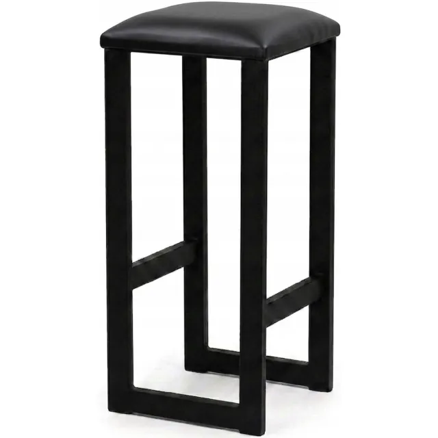 Taborecik Hoker Metaal Zwart met Eco-leer Zitting - 75cm Hoog