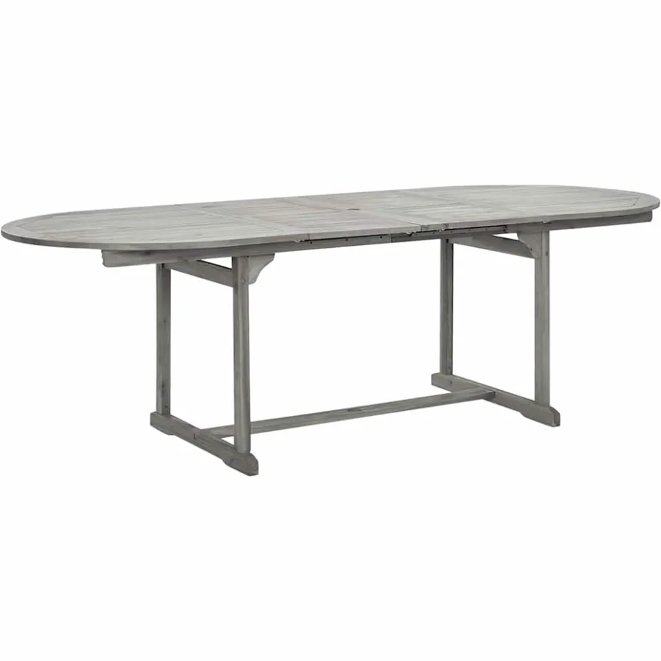 vidaXL Tuintafel (160-240)x100x75 cm massief acaciahout grijs, foto 2