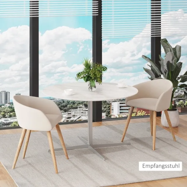 MODENUIT Eetkamerstoel 55 x 56 x 74 cm - Set Van 2 Kuipstoelen - Eetkamer - Stof - Beige - Houten Poten