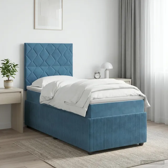 vidaXL Boxspringbed met matras Blauw 90 x 190 cm Fluweel