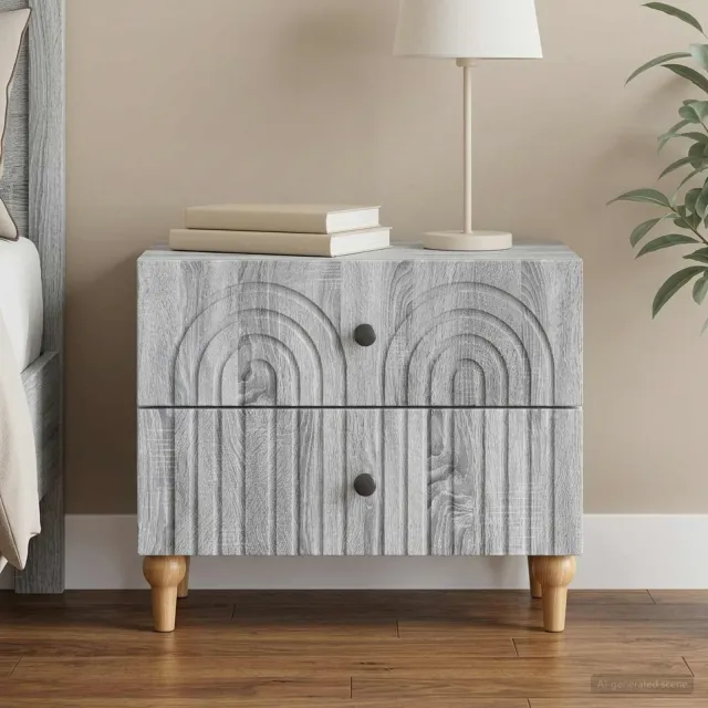 vidaXL Nachtkastje Grijs sonoma 62 x 34,5 x 48 cm Bewerkt hout, foto 2