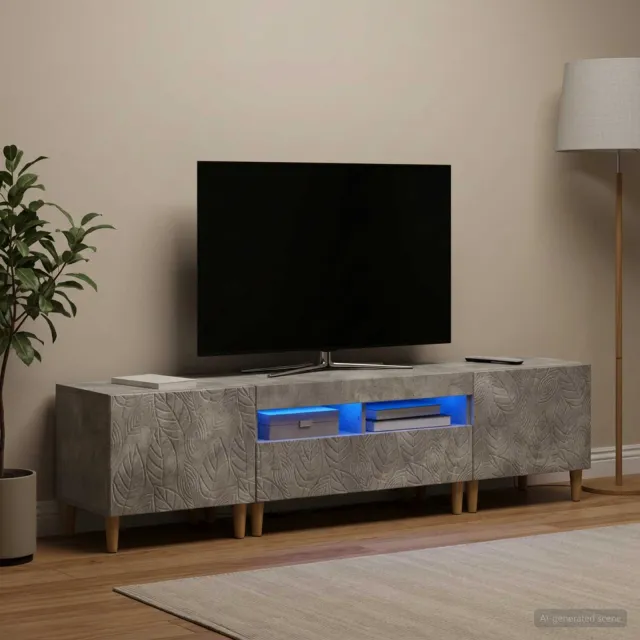 vidaXL 3-delige LED TV-kast DELFT Betongrijs Bewerkt hout grijs, foto 2