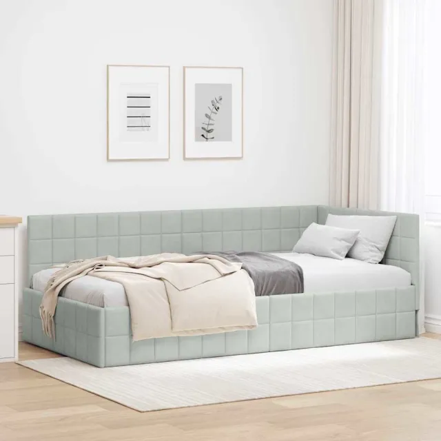 vidaXL Hoekbedframe Lichtgrijs 90 x 200 cm fluweel