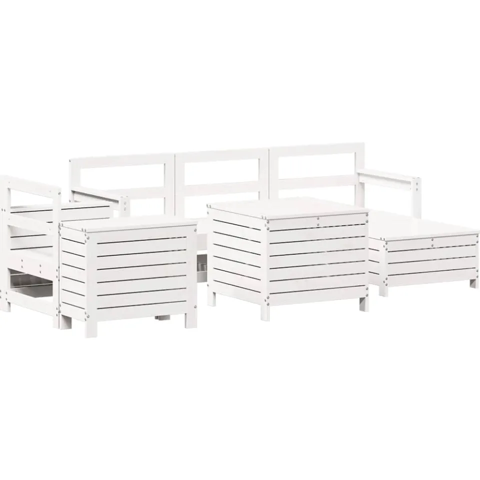 vidaXL 7-delige Loungeset massief grenenhout wit, foto 3