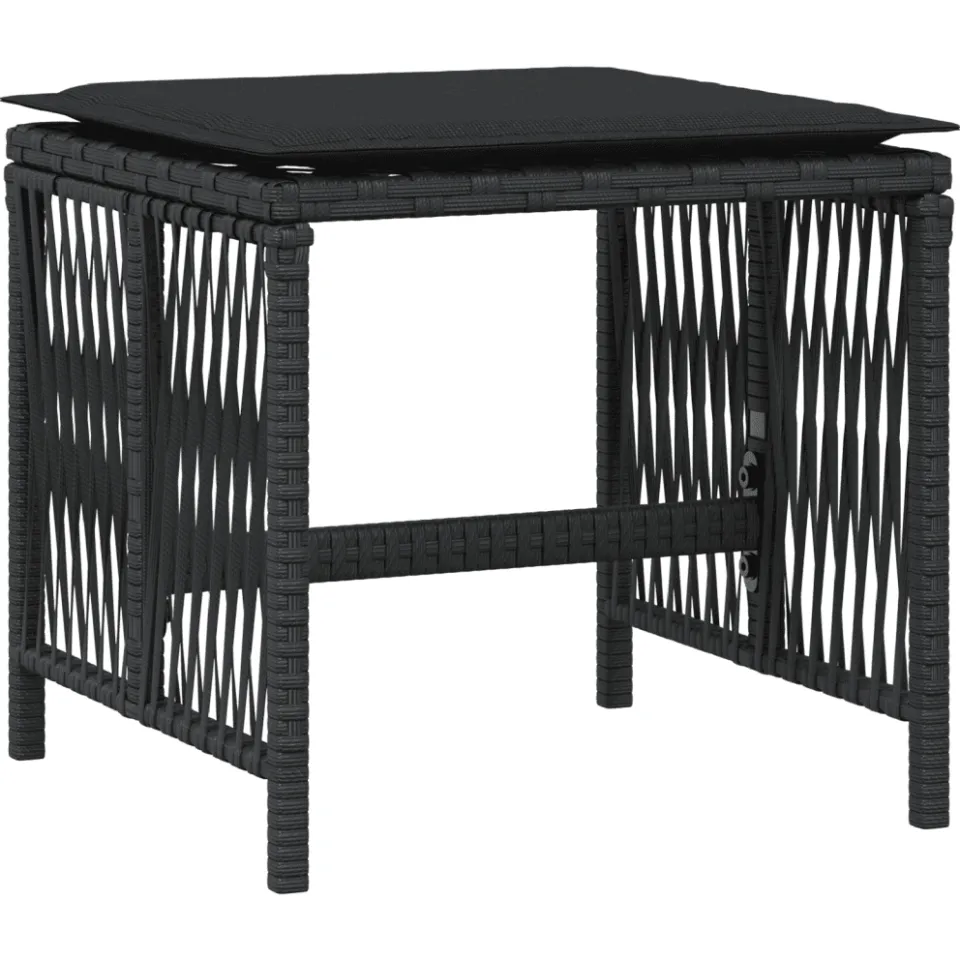 vidaXL 13-delige Tuinset met kussens poly rattan zwart