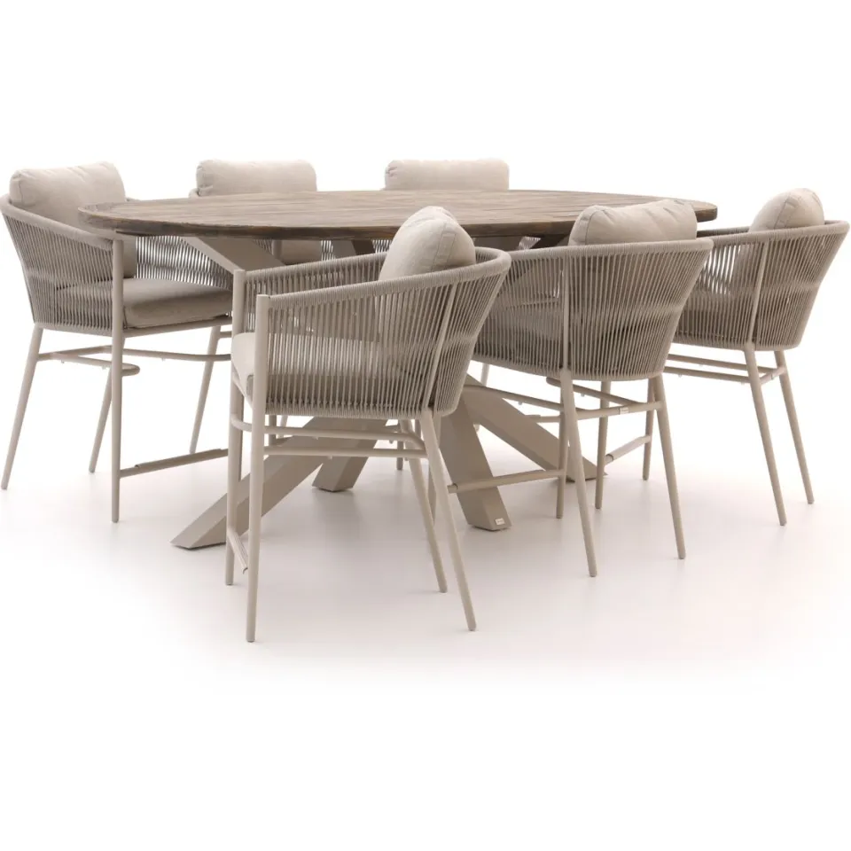 Bellagio tuinmeubelen Bellagio Mineo/ROUGH-Y Ellips 240cm high dining tuinset 7-delig bruin, foto 5