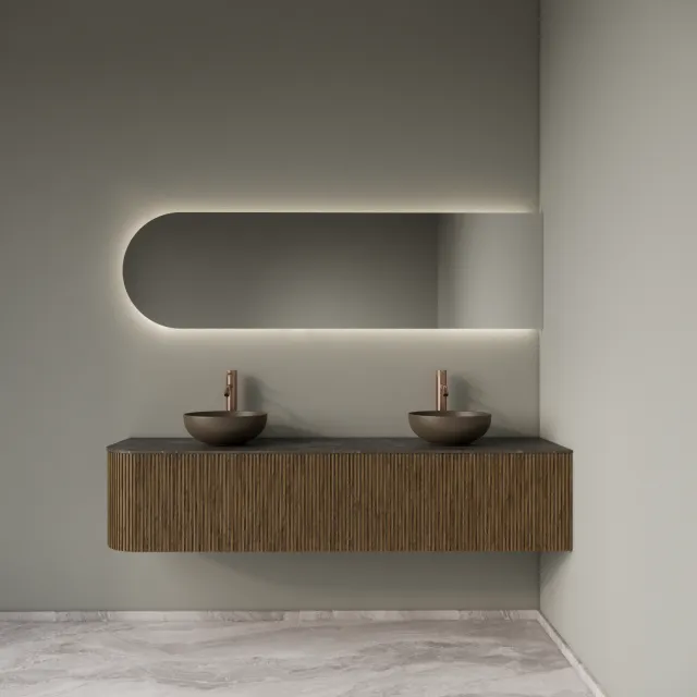 Gliss Design Badkamermeubelset Gliss Design Alluro 180 cm Rechts Castle Brown Bruin