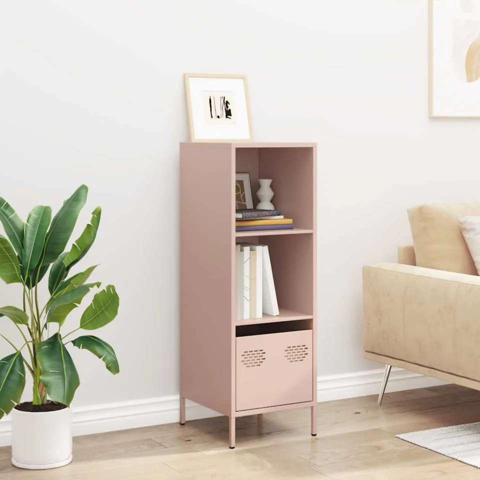 vidaXL Hoge kast 35x39x103,5 cm staal roze, foto 2