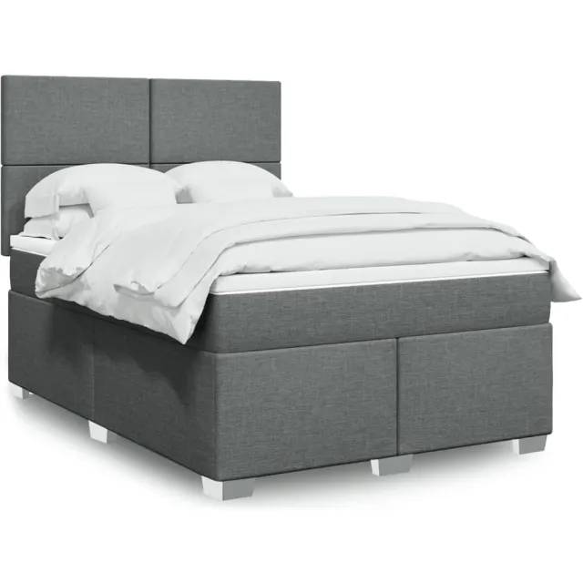 vidaXL Boxspring met matras stof donkergrijs 160x200 cm grijs