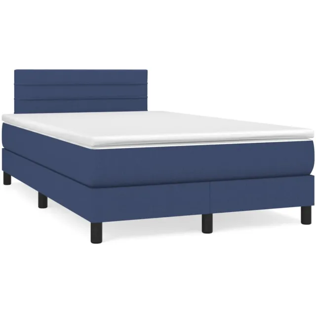 vidaXL Boxspring met matras en LED stof blauw 120x190 cm