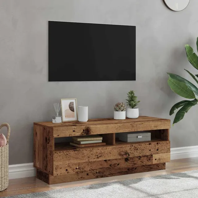 vidaXL Tv-meubel met LED 100x35x40 cm bewerkt hout oud hout Bruin