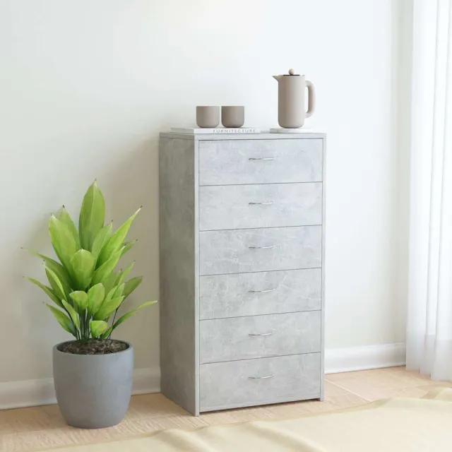 vidaXL Dressoir met 6 lades 50x34x96 cm bewerkt hout betongrijs grijs, foto 2