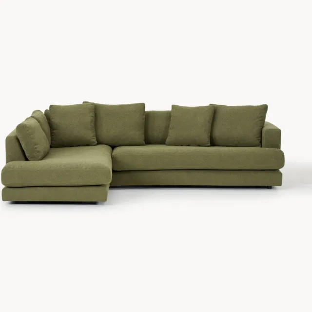 Westwing Collection Bouclé hoekbank Tribeca (3-zits) Groen