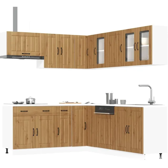 vidaXL 11-delige Keukenkastenset Lucca bewerkt hout artisanaal eiken