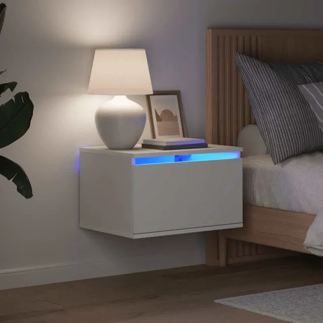 vidaXL Nachtkastjes met LED's 2 st wandgemonteerd wit