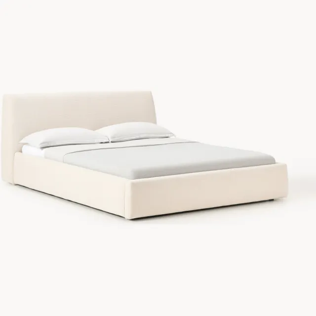 Westwing Collection Gestoffeerd bed Cloud met opbergruimte Beige