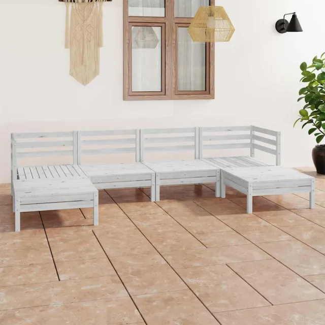 vidaXL 6-delige Loungeset massief grenenhout wit, foto 2
