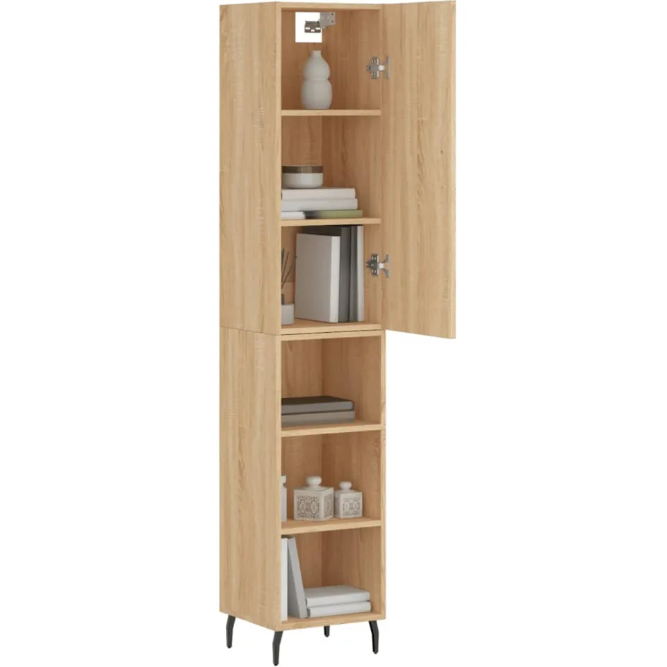 vidaXL Hoge kast 34,5x34x180 cm bewerkt hout sonoma eikenkleurig