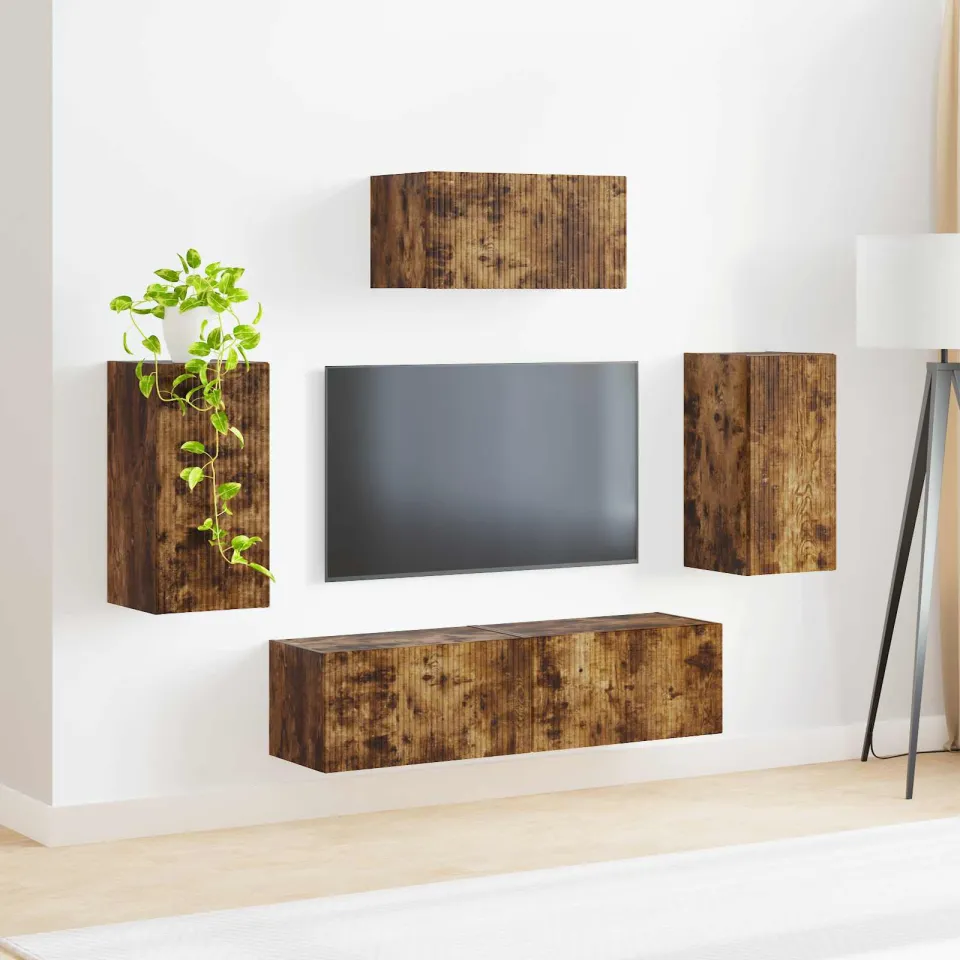 vidaXL Tv-meubelset 5 st Gerookt eiken Bewerkt hout, foto 4