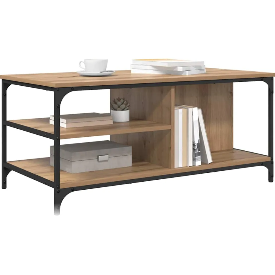 vidaXL Salontafel Artisan Eiken 100 x 50 x 45 cm Bewerkt hout Bruin