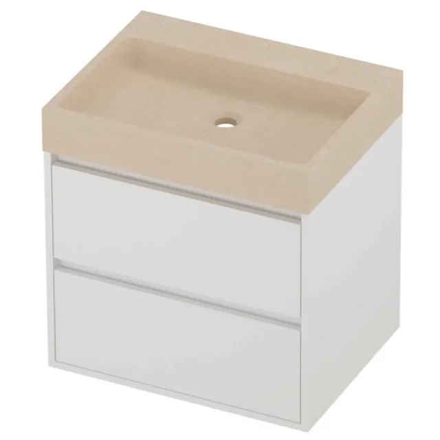 Proline Evoli Badmeubelset Hardsteen Loft 60x46x62 cm Sand Stone Mat White
