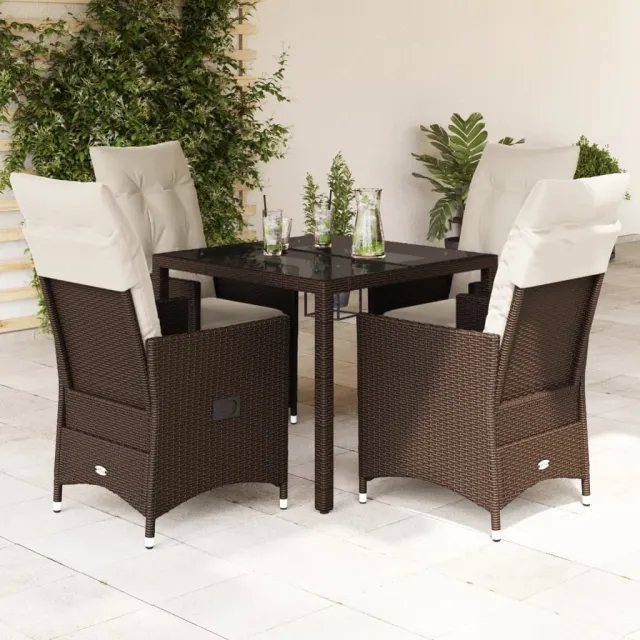 vidaXL 5-delige Tuinset met kussens poly rattan bruin, foto 2