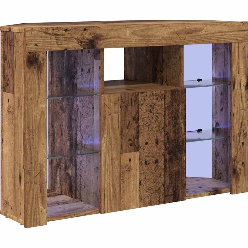 vidaXL Hoek LED TV Kast 100x40x68cm Oudhout Bewerkt hout bruin, foto 3