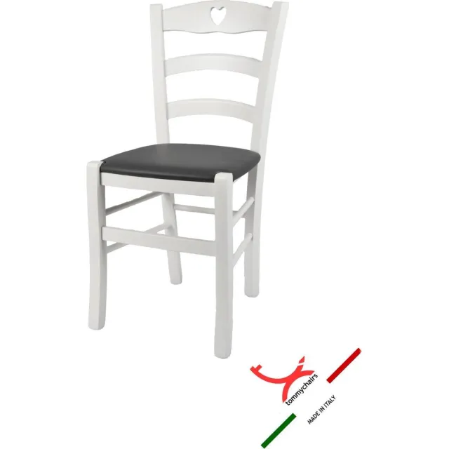 t m c s Tommychairs Cuore - Eetkamerstoel - 1 Stuk - Wit - Kunstleer & Hout
