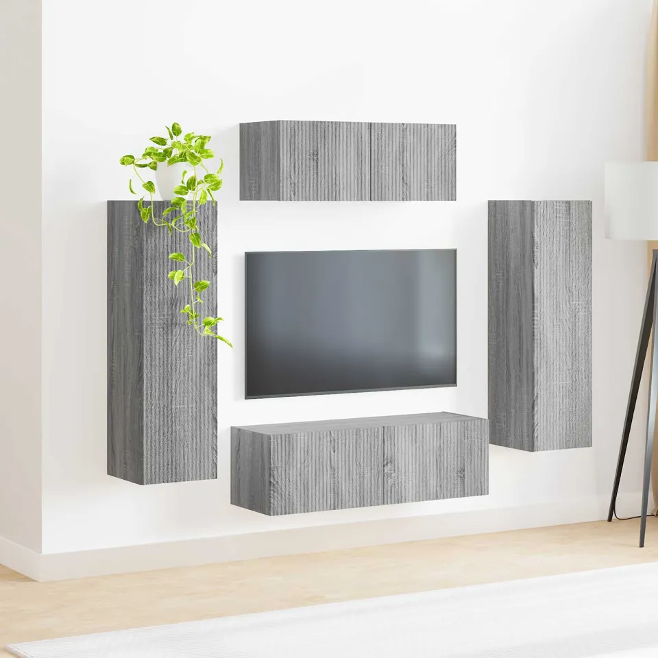 vidaXL Tv-meubelset 3 st 30 x 31 x 100 cm Grijs Sonoma, foto 4